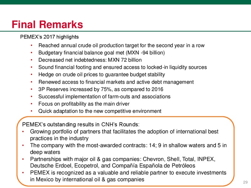 June 2018 Investor Presentation – PEMEX – slide 29