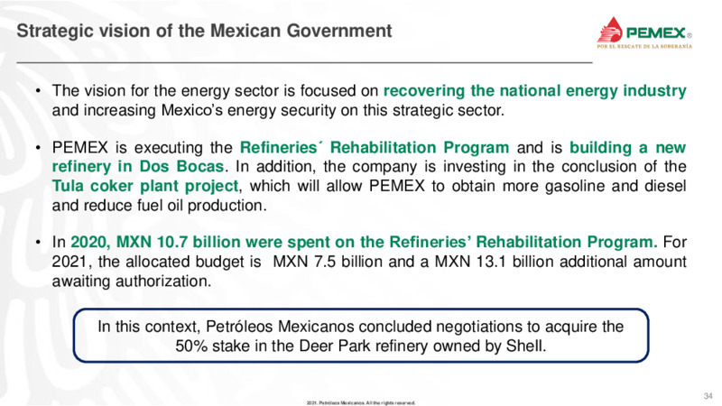 June 2021 Investor Presentation – PEMEX – slide 33