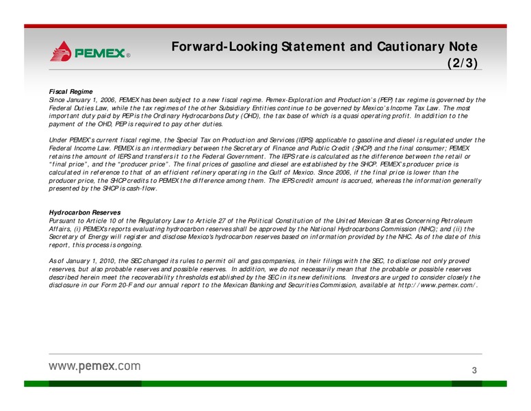 Investor Presentation – PEMEX – slide 2