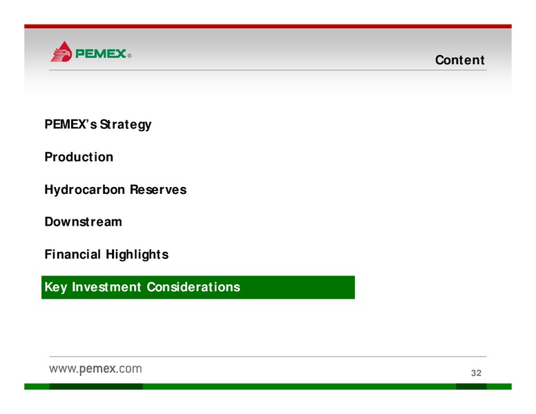 Investor Presentation – PEMEX – slide 30