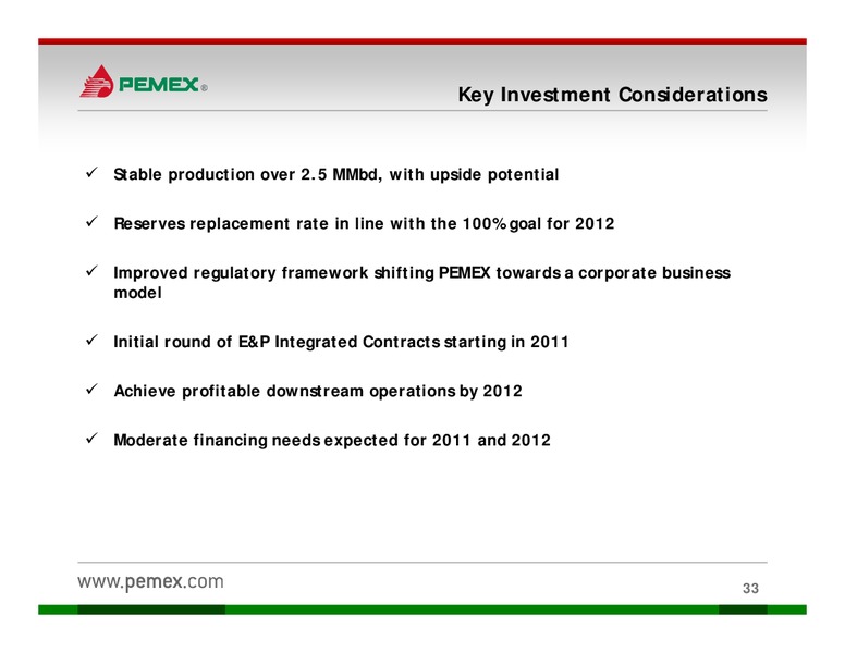 Investor Presentation – PEMEX – slide 31