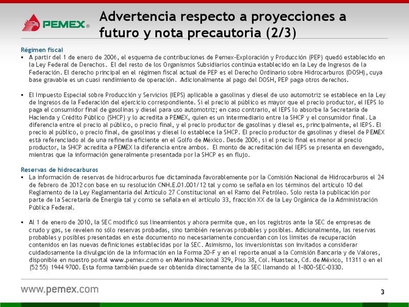 HOY y MAANA – PEMEX – slide 3
