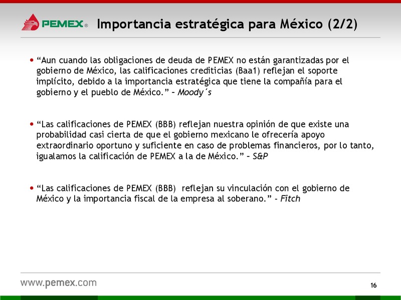 HOY y MAANA – PEMEX – slide 16