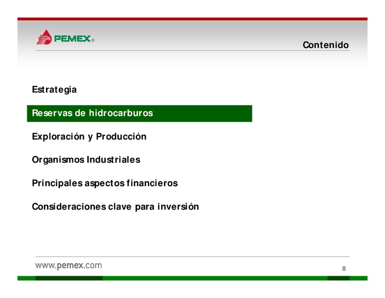 Presentacin a Inversionistas – PEMEX – slide 8