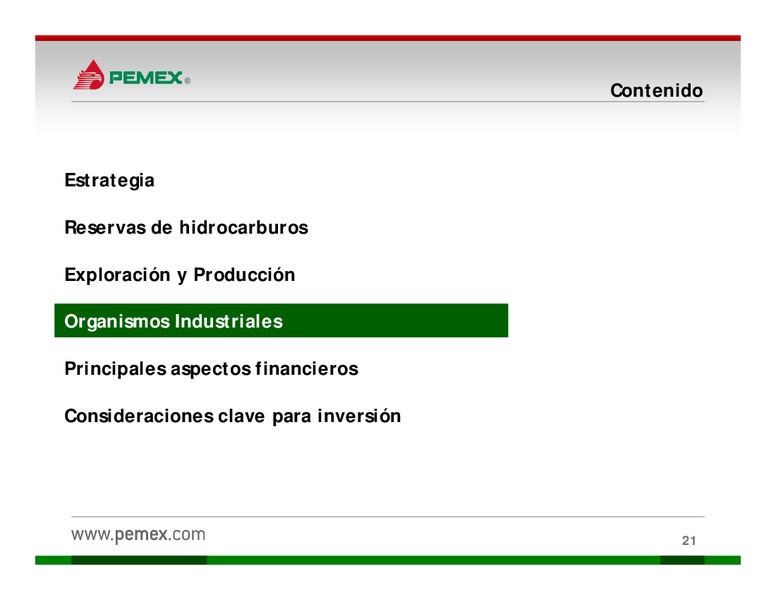 Presentacin a Inversionistas – PEMEX – slide 21