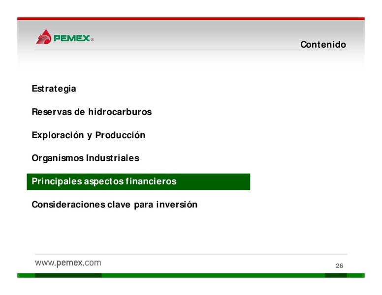 Presentacin a Inversionistas – PEMEX – slide 26