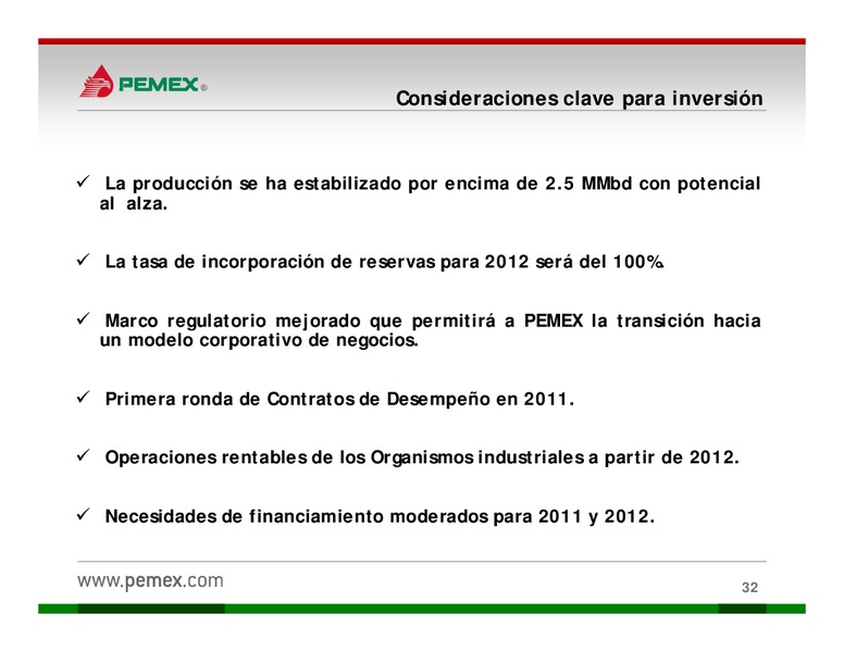 Presentacin a Inversionistas – PEMEX – slide 32