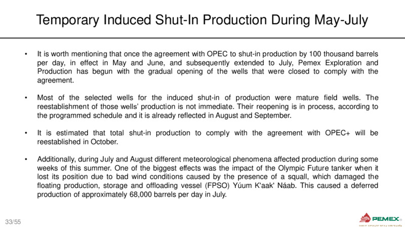 October 2020 Corporate Presentation – PEMEX – slide 32