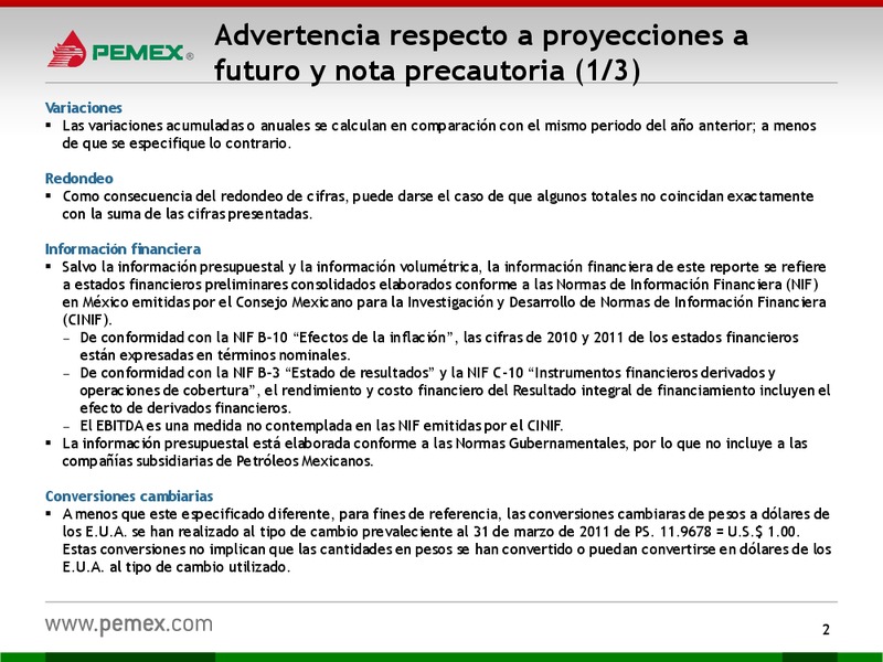 Presentacin a Inversionistas – PEMEX – slide 2