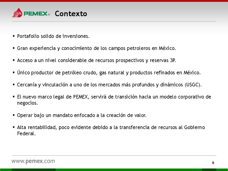 Presentacin a Inversionistas – PEMEX – slide 6