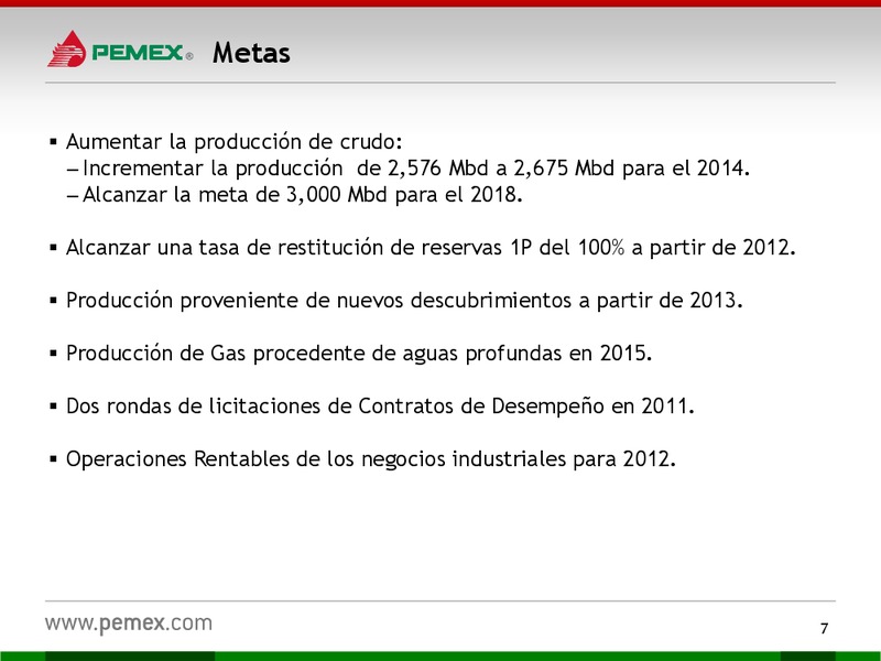 Presentacin a Inversionistas – PEMEX – slide 7