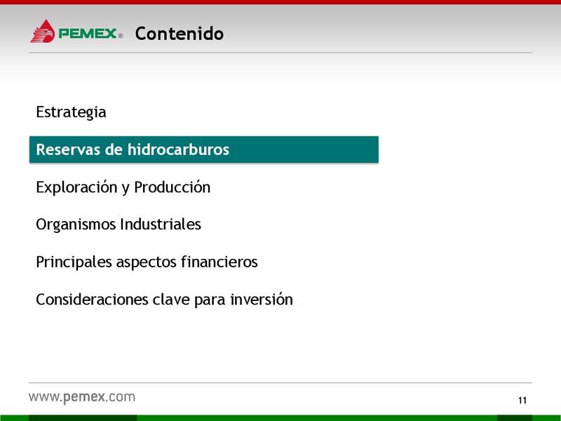 Presentacin a Inversionistas – PEMEX – slide 11