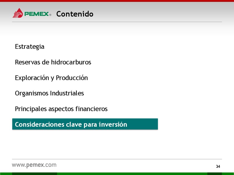 Presentacin a Inversionistas – PEMEX – slide 34