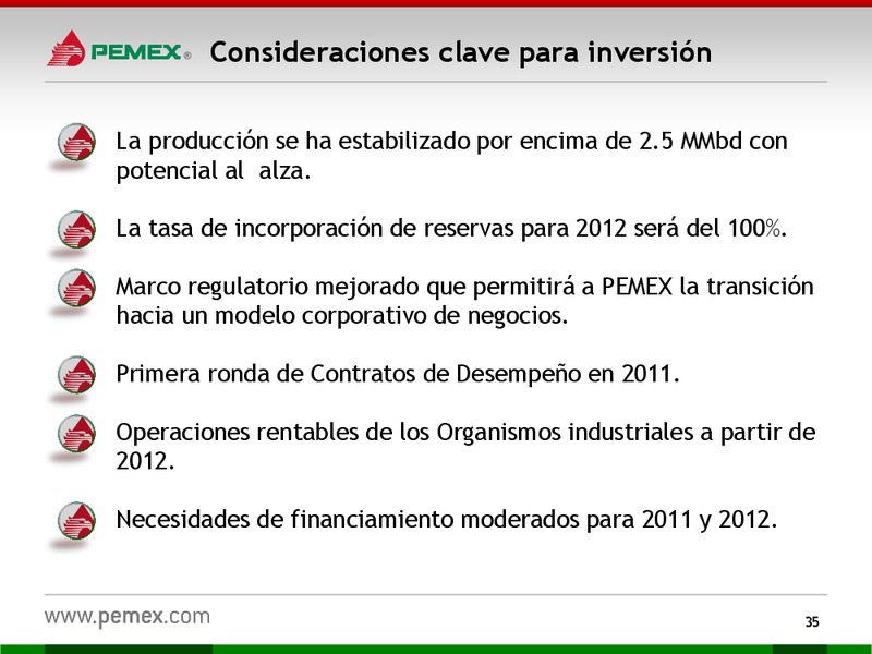 Presentacin a Inversionistas – PEMEX – slide 35