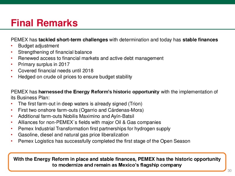 November 2017 Investor Presentation – PEMEX – slide 31