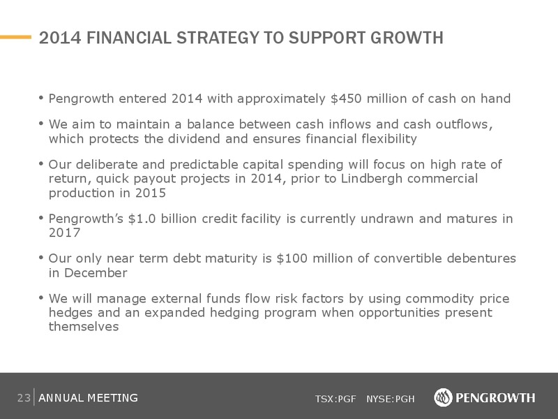 2014 Annual Meeting and Lindbergh Reserves Update – Pengrowth Energy Corp – slide 23
