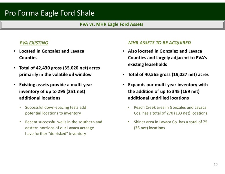EAGLE FORD SHALE ACQUISITION – Penn Virginia Corp – slide 10