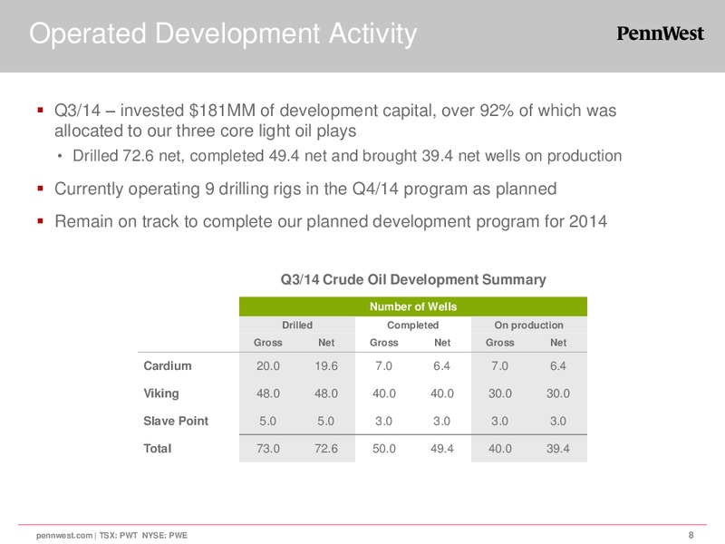 Q3 2014 EARNINGS CALL – Penn West Petroleum Ltd. – slide 7
