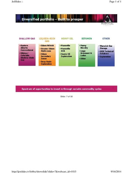 FIRSTENERGY GLOBAL ENERGY CONFERENCE – Perpetual Energy Inc – slide 7