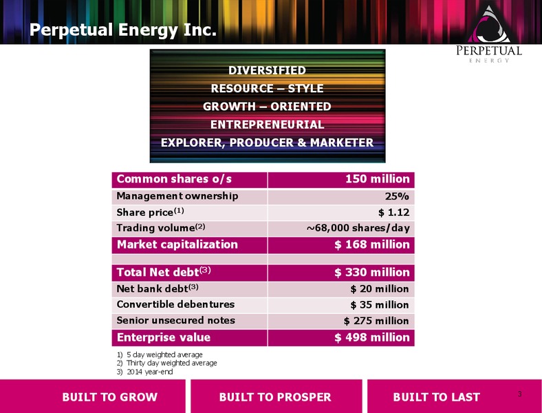 MARCH 2015 CORPORATE PRESENTATION – Perpetual Energy Inc – slide 2