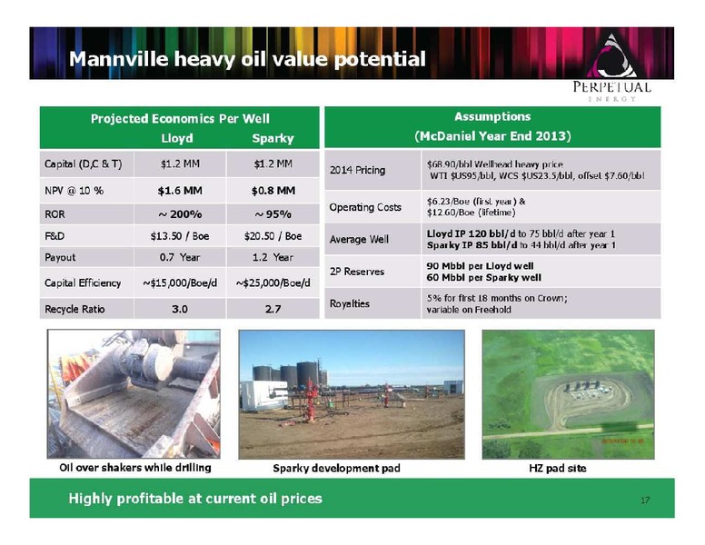 FIRSTENERGY CAPITAL ENERGY GROWTH CONFERENCE – Perpetual Energy Inc – slide 17