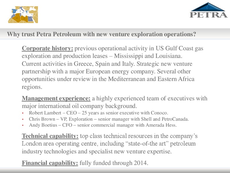 Corporate Introduction – Petra Petroleum Inc. – slide 3