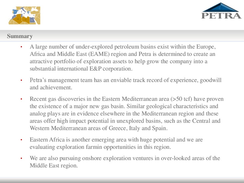 Corporate Introduction – Petra Petroleum Inc. – slide 9