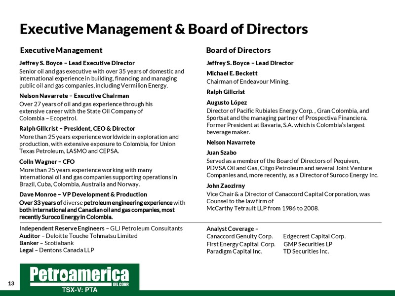 TD Securities London Energy Conference 2015 – Petroamerica Oil Corp – slide 13