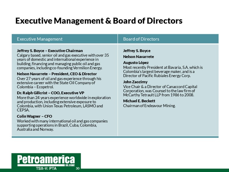 June 2014 Corporate Presentation – Petroamerica Oil Corp – slide 28