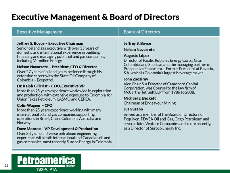 September 2014 Corporate Presentation – Petroamerica Oil Corp – slide 22