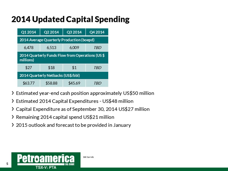 2014 Annual General Meeting – Petroamerica Oil Corp – slide 5