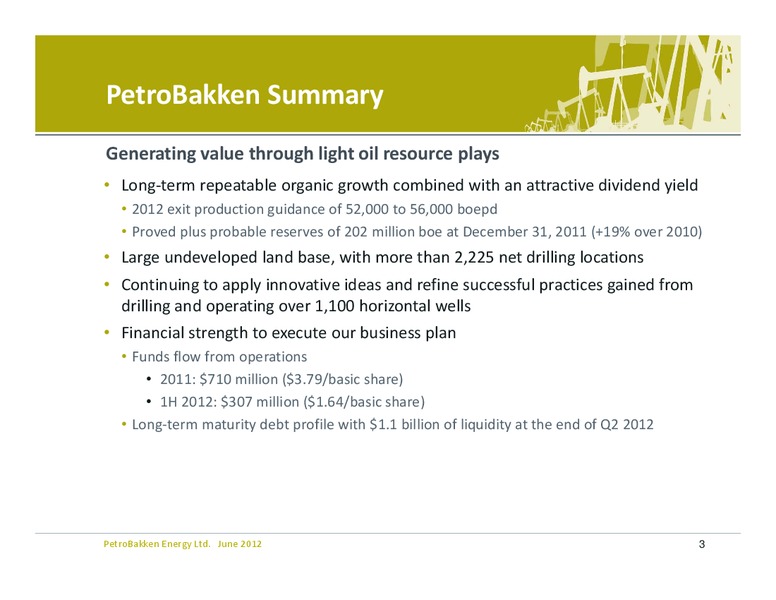 PETERS & CO 2012 NORTH AMERICAN OIL & GAS CONFERENCE – Petrobakken Energy Ltd. – slide 2