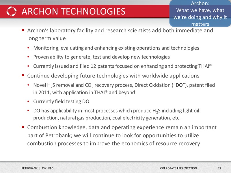 CORPORATE PRESENTAITON – Petrobank Energy and Resources Ltd. – slide 22