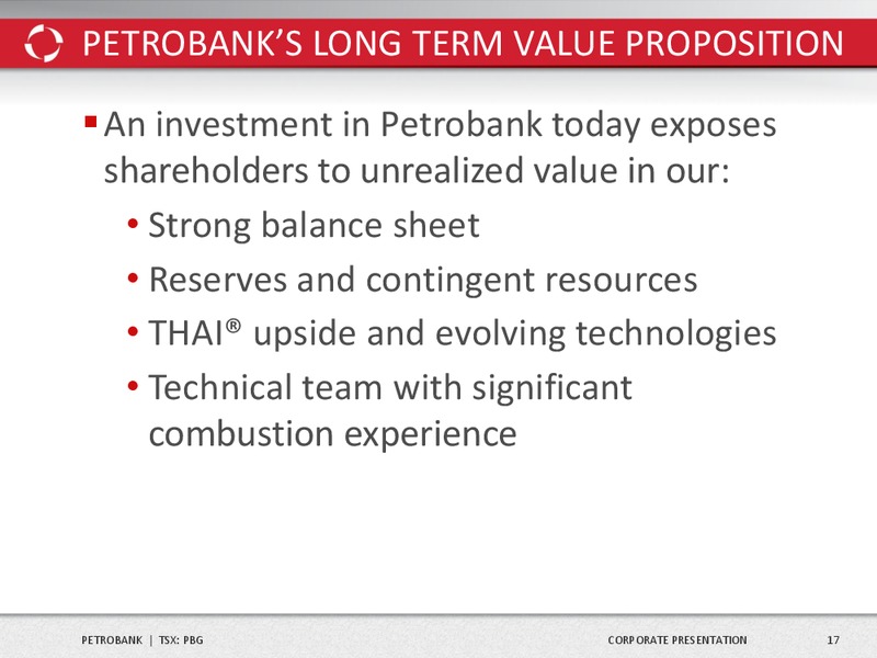 Corporate Presentation – Petrobank Energy and Resources Ltd. – slide 18