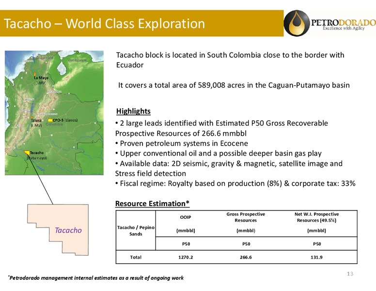 CorporatePresentation – Petrodorado Energy Ltd. – slide 13