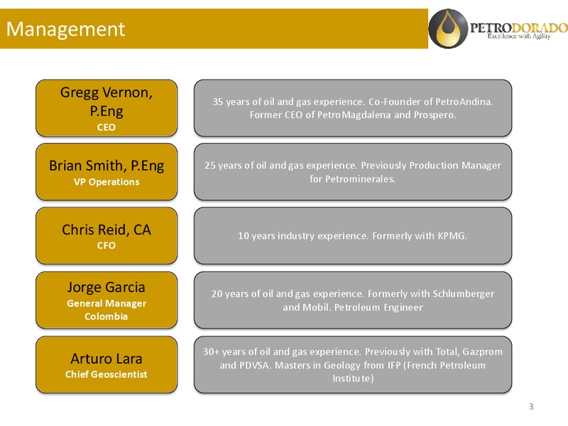CORPORATE PRESENTATION – Petrodorado Energy Ltd. – slide 3