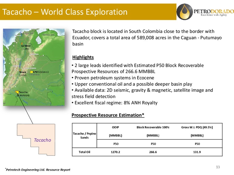 CORPORATE PRESENTATION – Petrodorado Energy Ltd. – slide 13