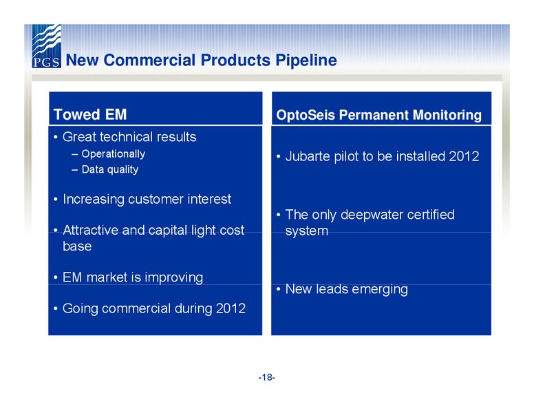 PARETO SECURITIES OIL & OFFSHORE CONFERENCE – Petroleum Geo Services (PGS) – slide 18