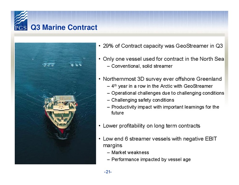 Q3 2011 RESULTS – Petroleum Geo Services (PGS) – slide 21