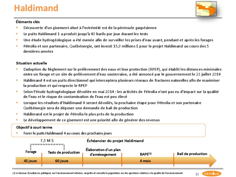 Prsentation corporative – Petrolia Inc – slide 12