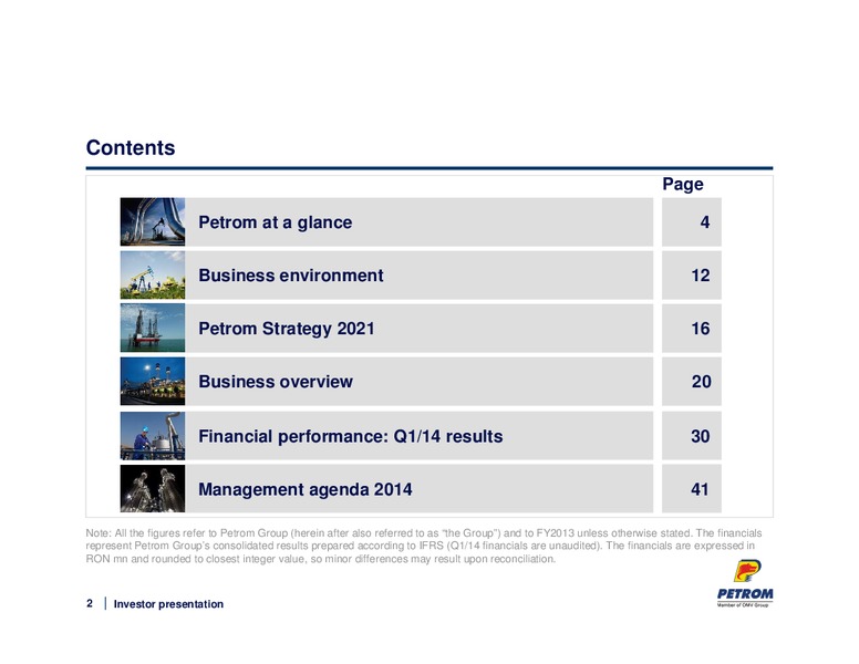 MAY 2014 INVESTOR PRESENTATION – PETROM – slide 2