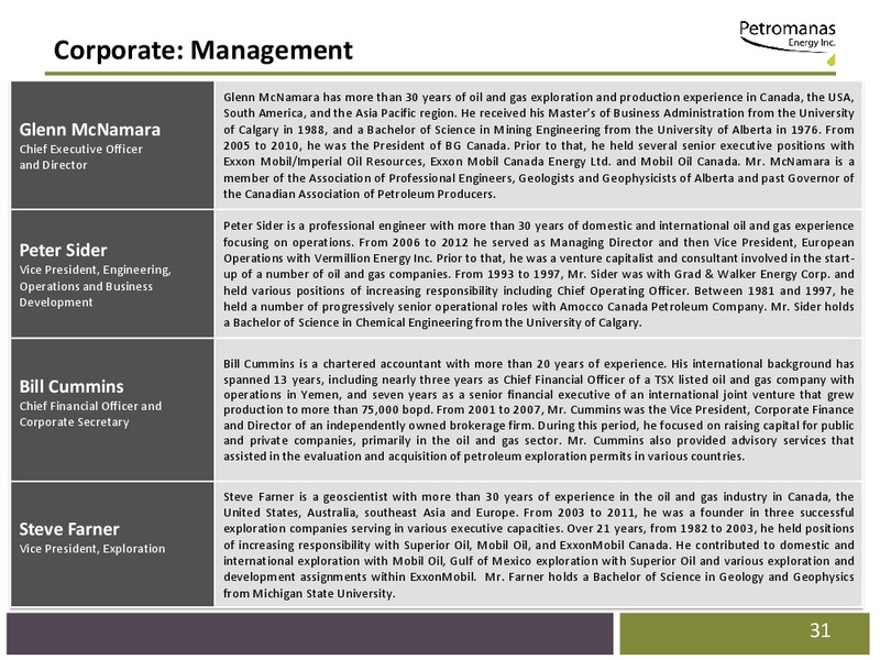 CORPORATE PRESENTATION – Petromanas – slide 29