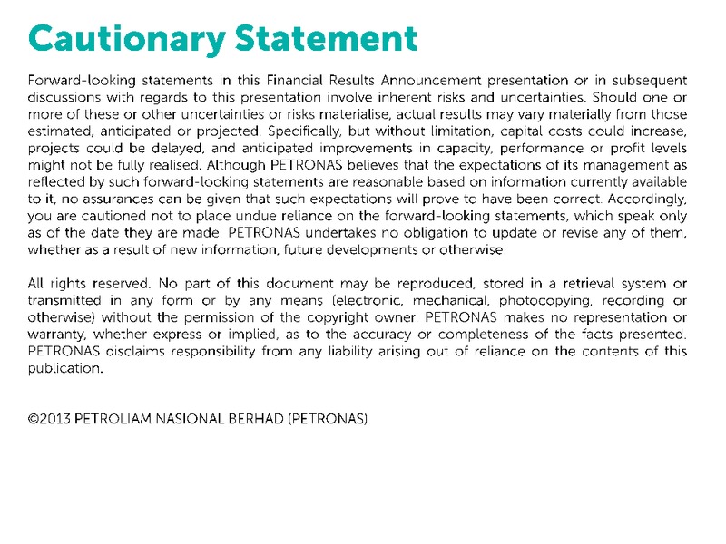 Financial Results Annoucement – Petronas – slide 2