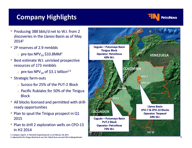 INVESTOR PRESENTATION – Petronova Inc. – slide 2