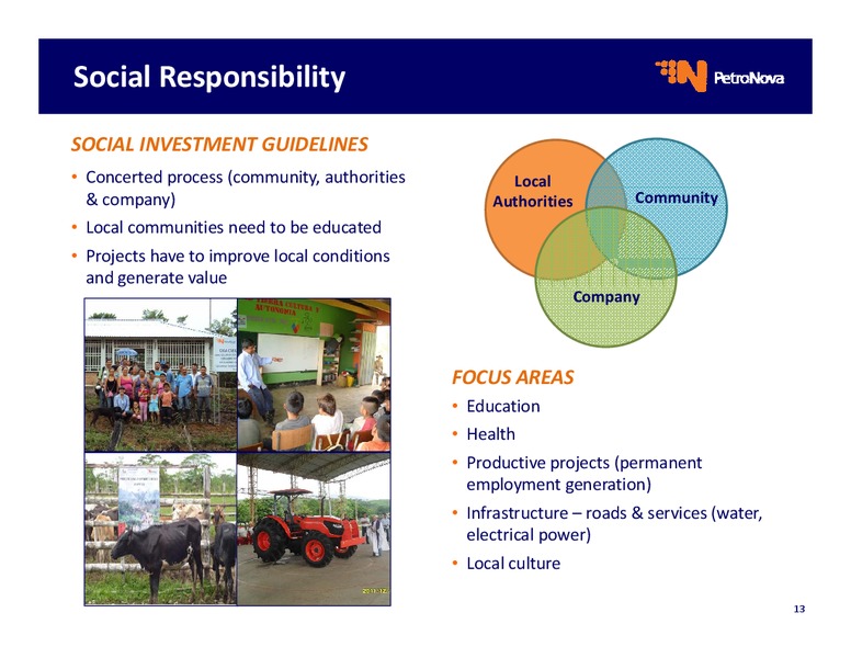 INVESTOR PRESENTATION – Petronova Inc. – slide 13