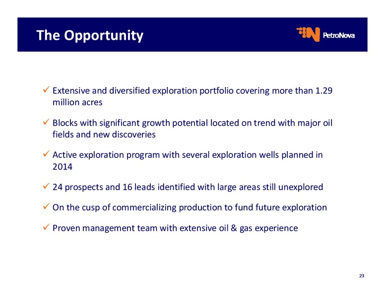 Operational Update – Petronova Inc. – slide 23