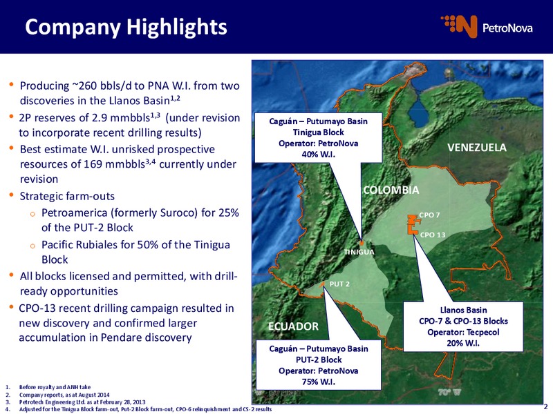 Operational Update – Petronova Inc. – slide 2