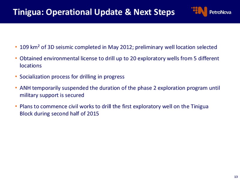 Operational Update – Petronova Inc. – slide 13