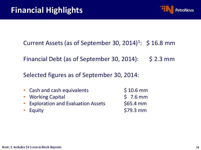 Operational Update – Petronova Inc. – slide 18