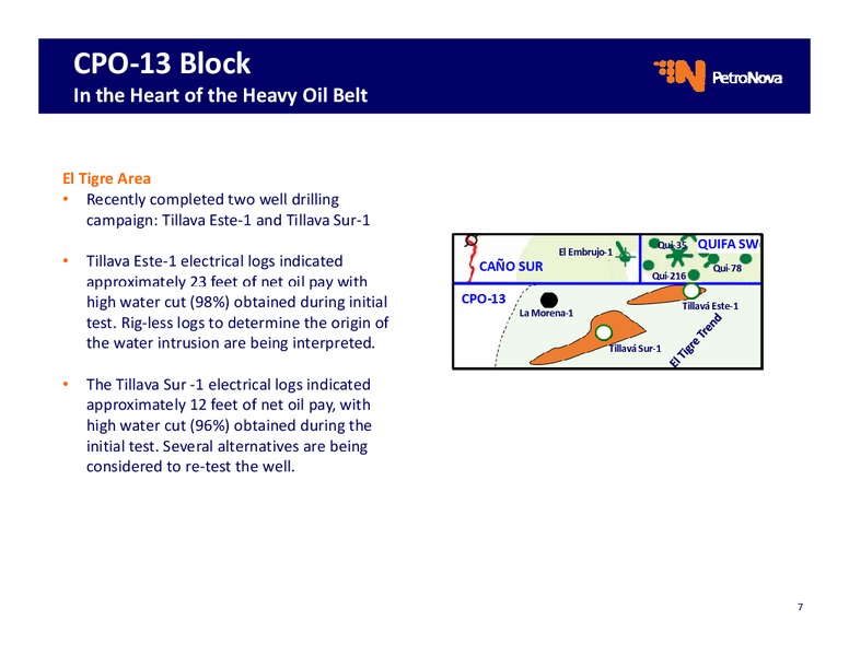 OPERATIONAL UPDATE – Petronova Inc. – slide 7